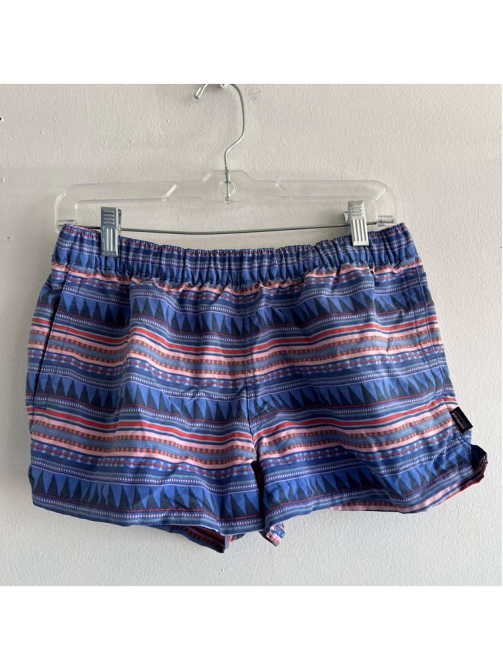 Patagonia Blue Orange Striped Athletic Shorts M